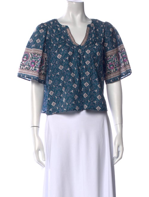 Xirena Printed V-Neck Crop Top