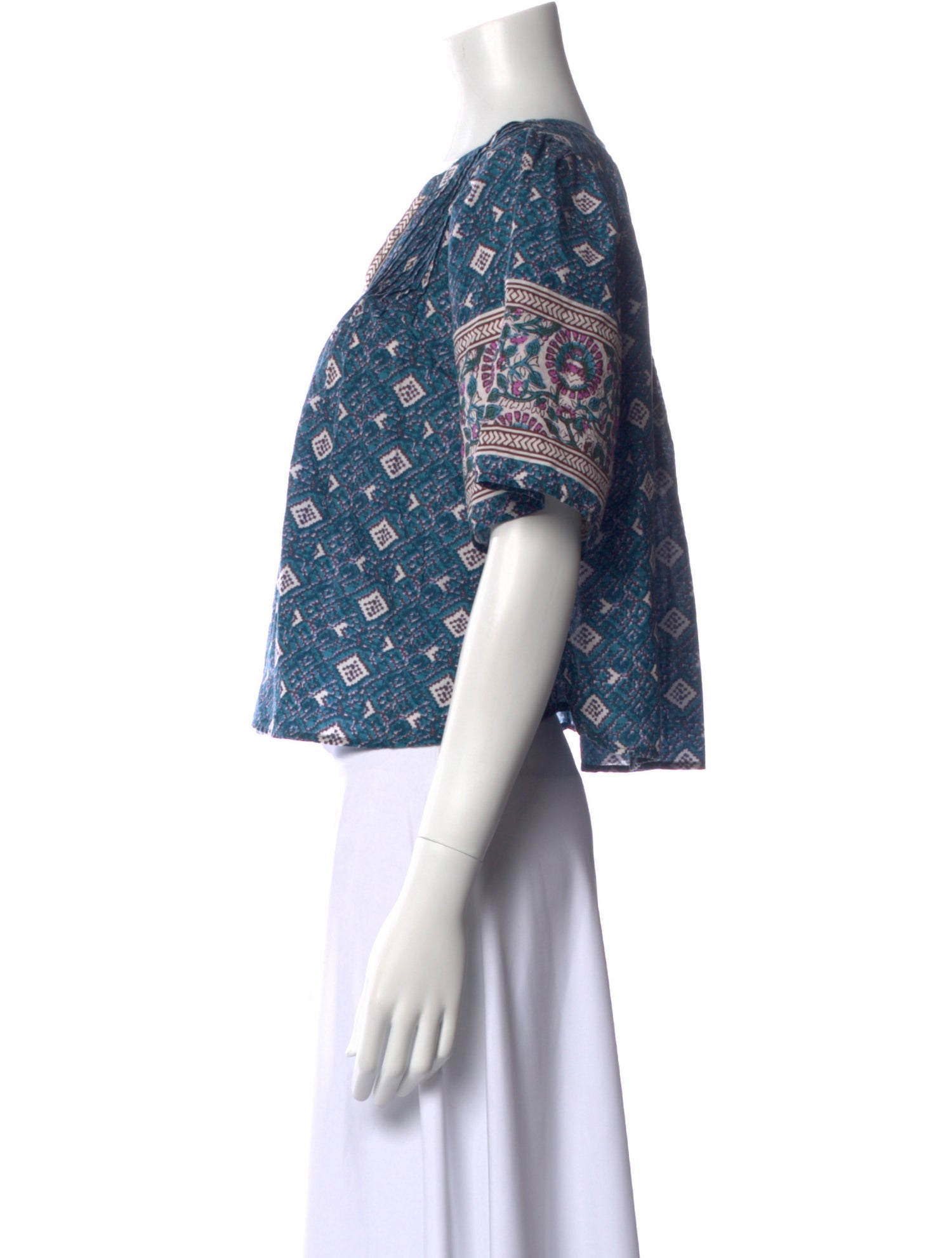 Xirena Printed V-Neck Crop Top