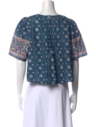 Xirena Printed V-Neck Crop Top