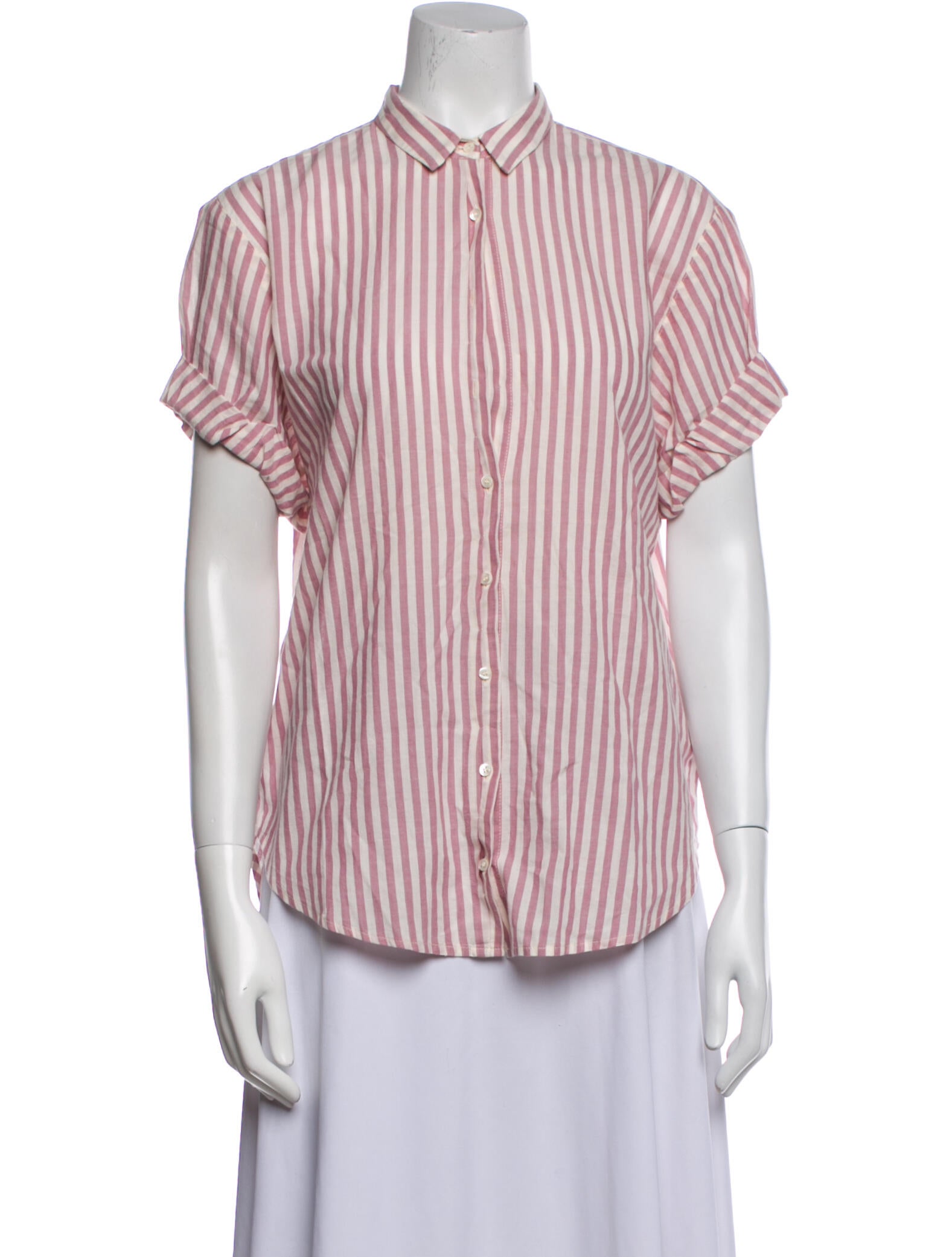 Xirena Striped Short Sleeve Button-Up Top