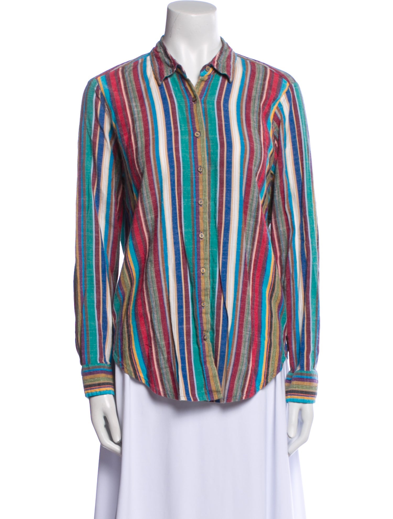 Xirena Striped Long Sleeve Button-Up Top
