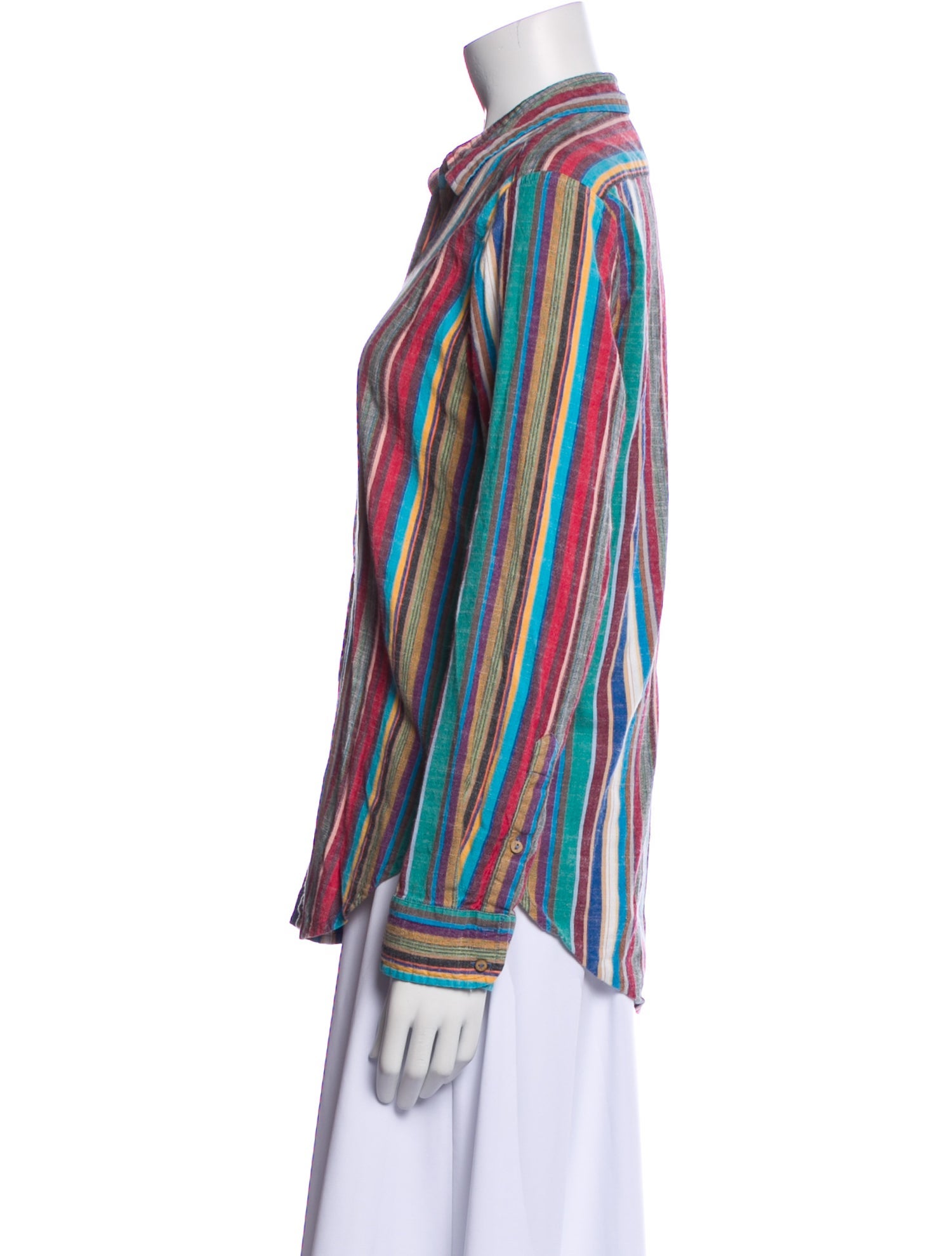 Xirena Striped Long Sleeve Button-Up Top