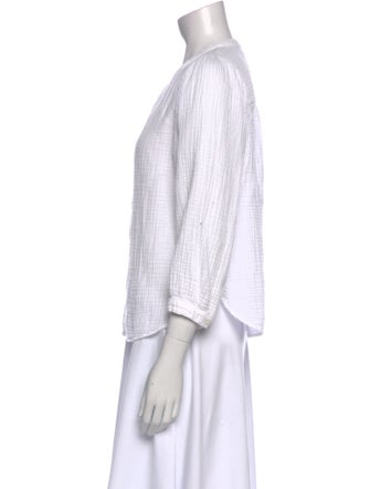 Xirena Plaid Print Crew Neck Button-Up Top