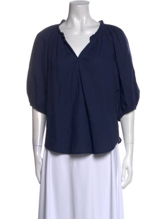 Xirena V-Neck Three-Quarter Sleeve Blouse