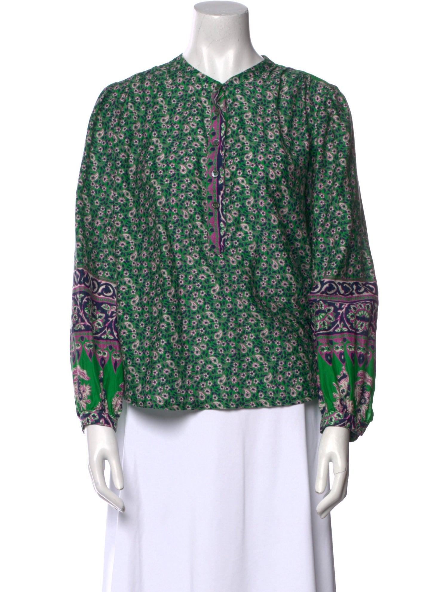Xirena Floral Print Crew Neck Blouse