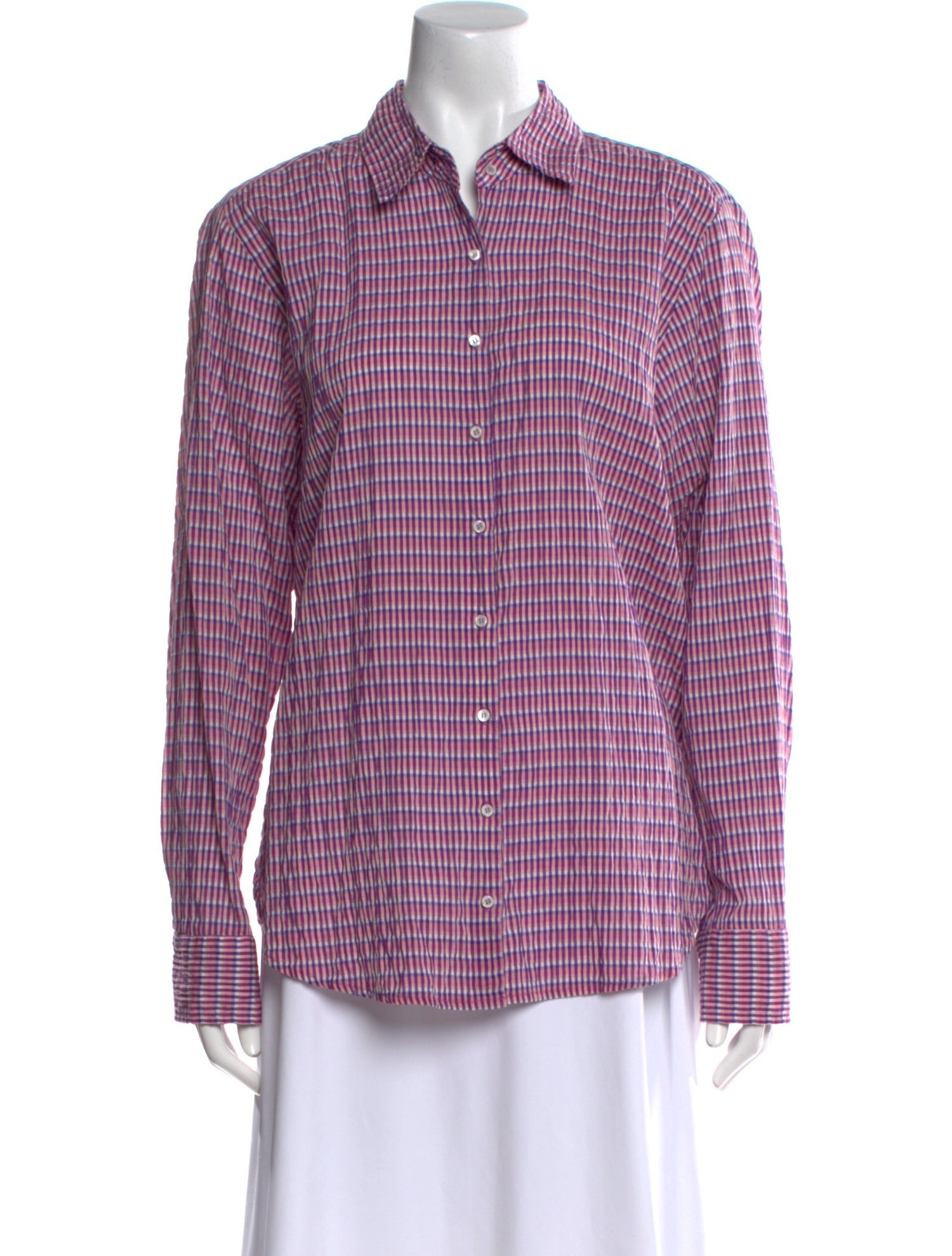 Xirena Plaid Print Long Sleeve Button-Up Top