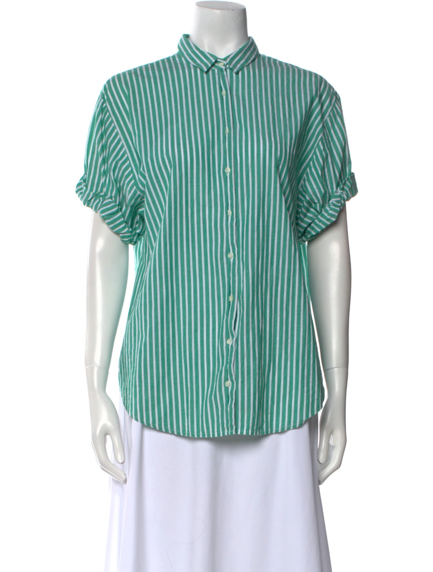 Xirena Striped Short Sleeve Button-Up Top