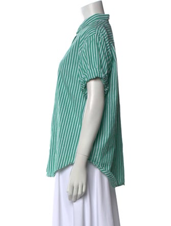 Xirena Striped Short Sleeve Button-Up Top
