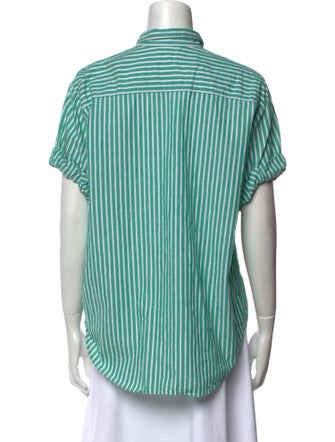 Xirena Striped Short Sleeve Button-Up Top