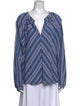 Xirena Striped V-Neck Button-Up Top