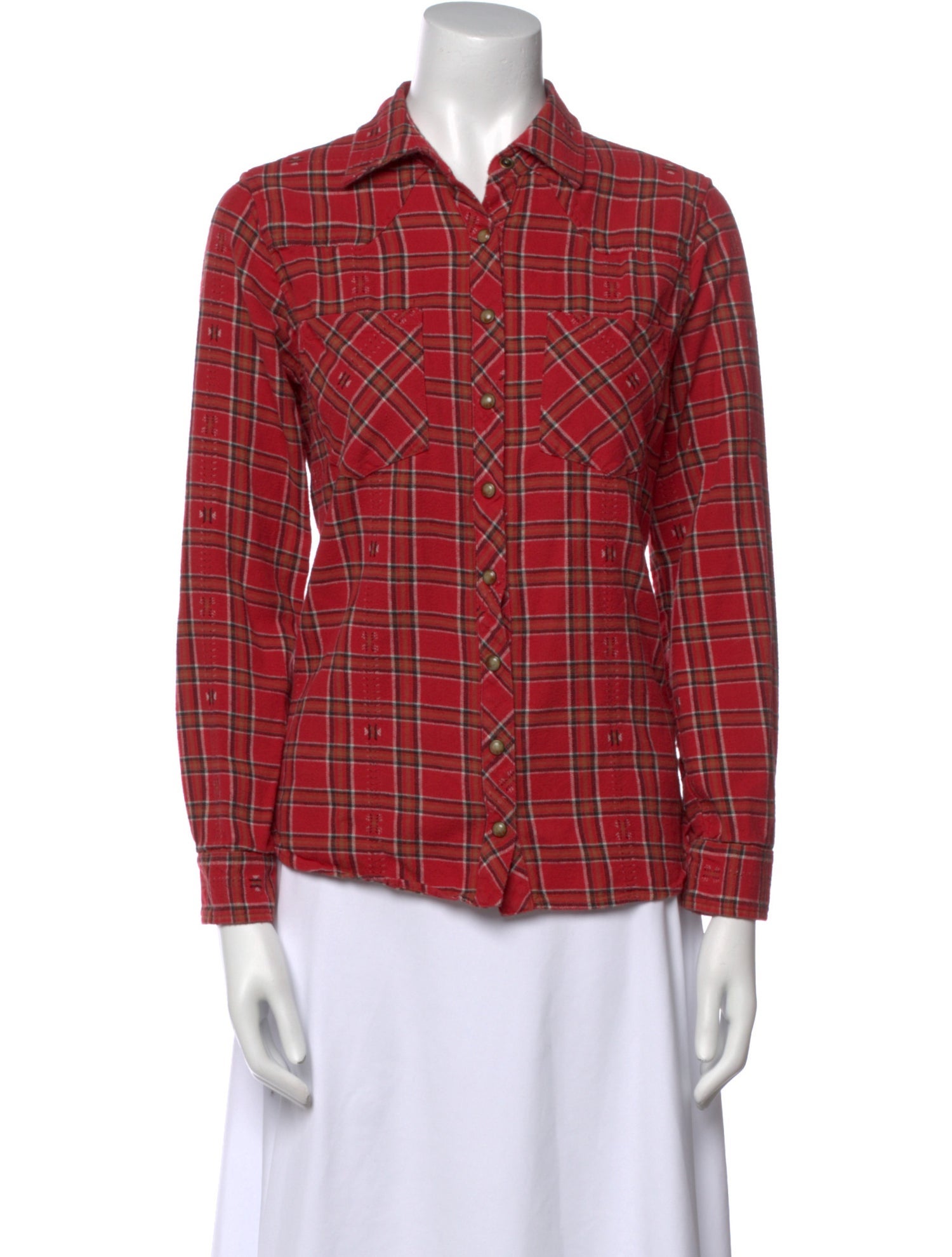 Xirena Plaid Print Long Sleeve Button-Up Top