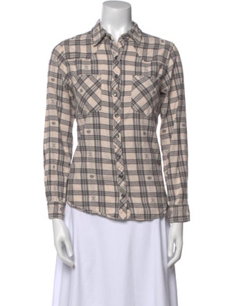 Xirena Plaid Print Long Sleeve Button-Up Top
