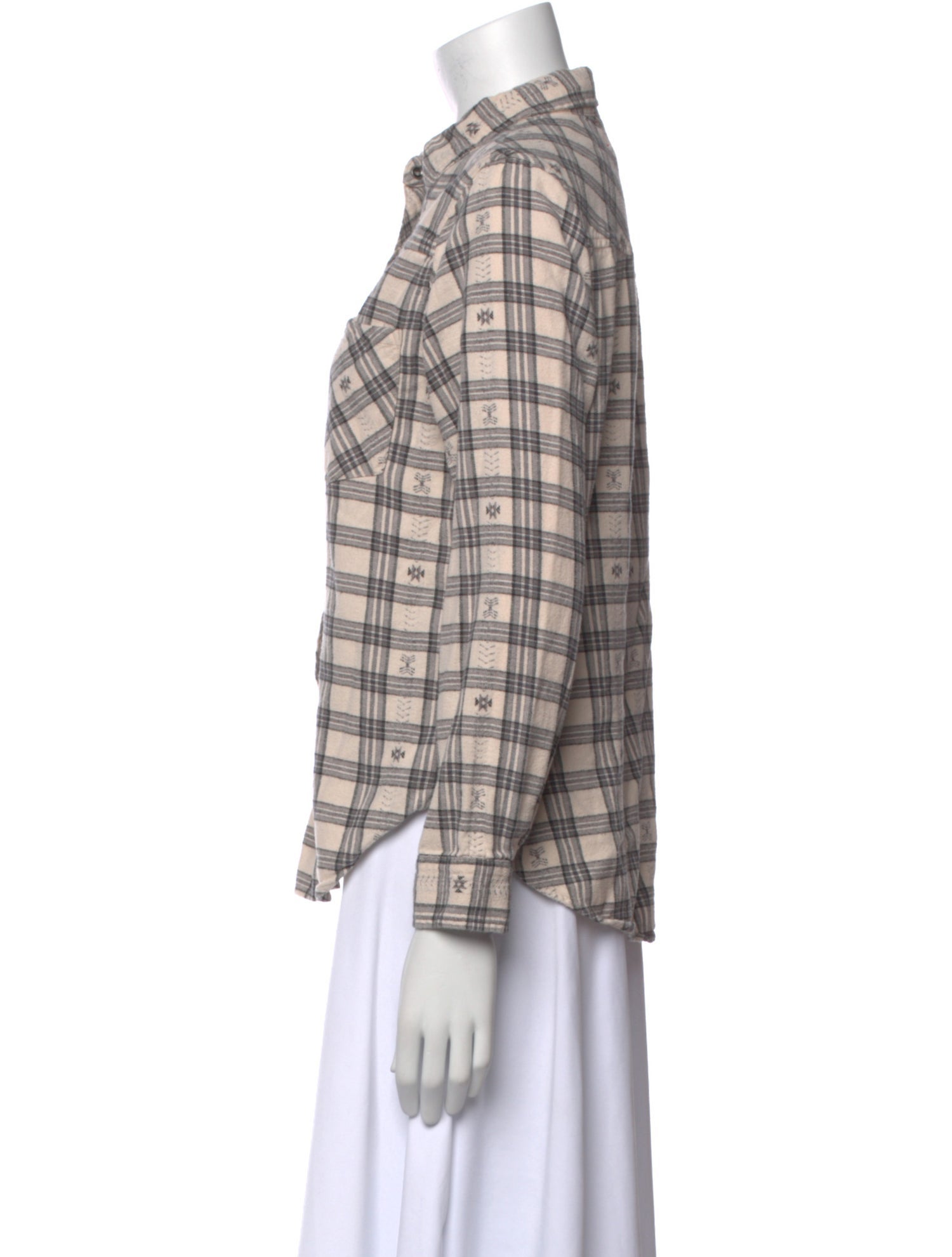 Xirena Plaid Print Long Sleeve Button-Up Top