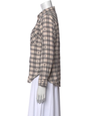 Xirena Plaid Print Long Sleeve Button-Up Top