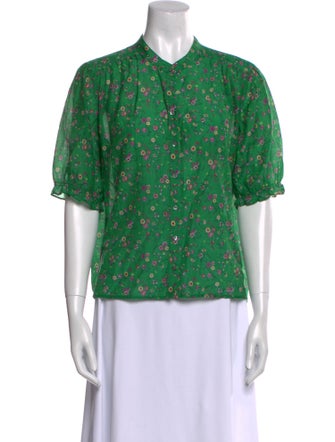 Xirena Floral Print Short Sleeve Button-Up Top