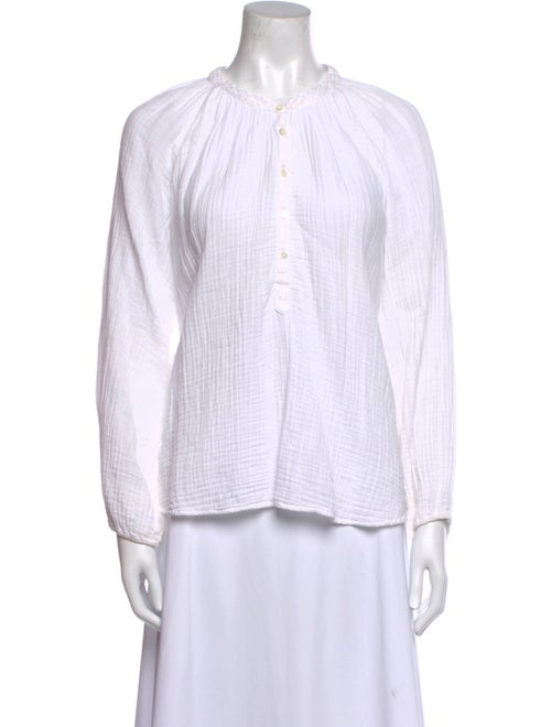 Xirena Striped Mock Neck Button-Up Top