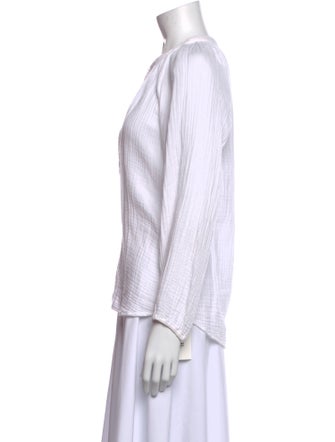 Xirena Striped Mock Neck Button-Up Top