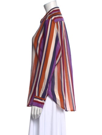 Xirena Striped Long Sleeve Button-Up Top