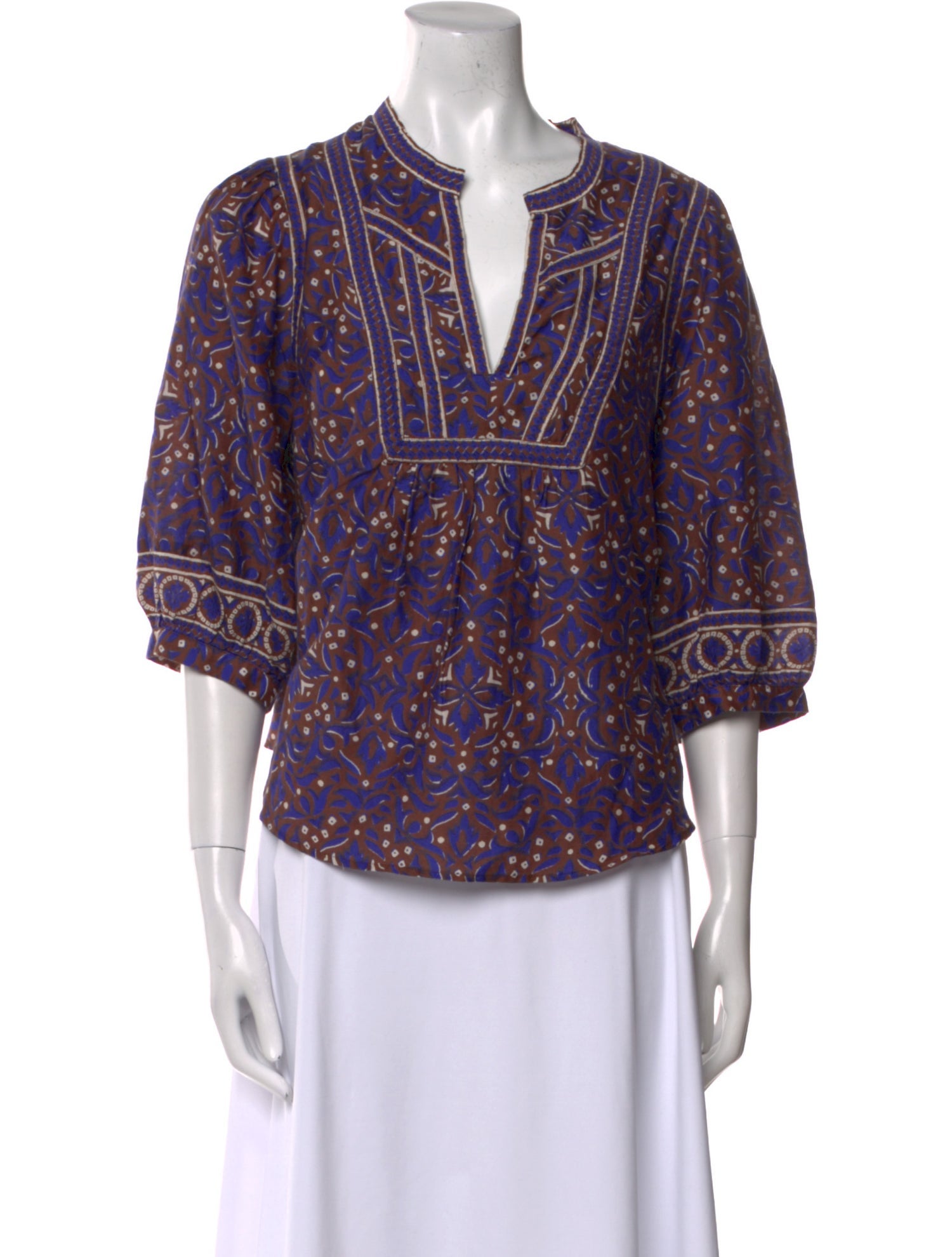 Xirena Printed V-Neck Blouse