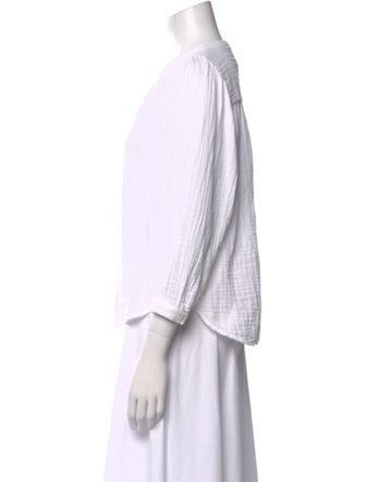 Xirena Mock Neck Three-Quarter Sleeve Button-Up Top