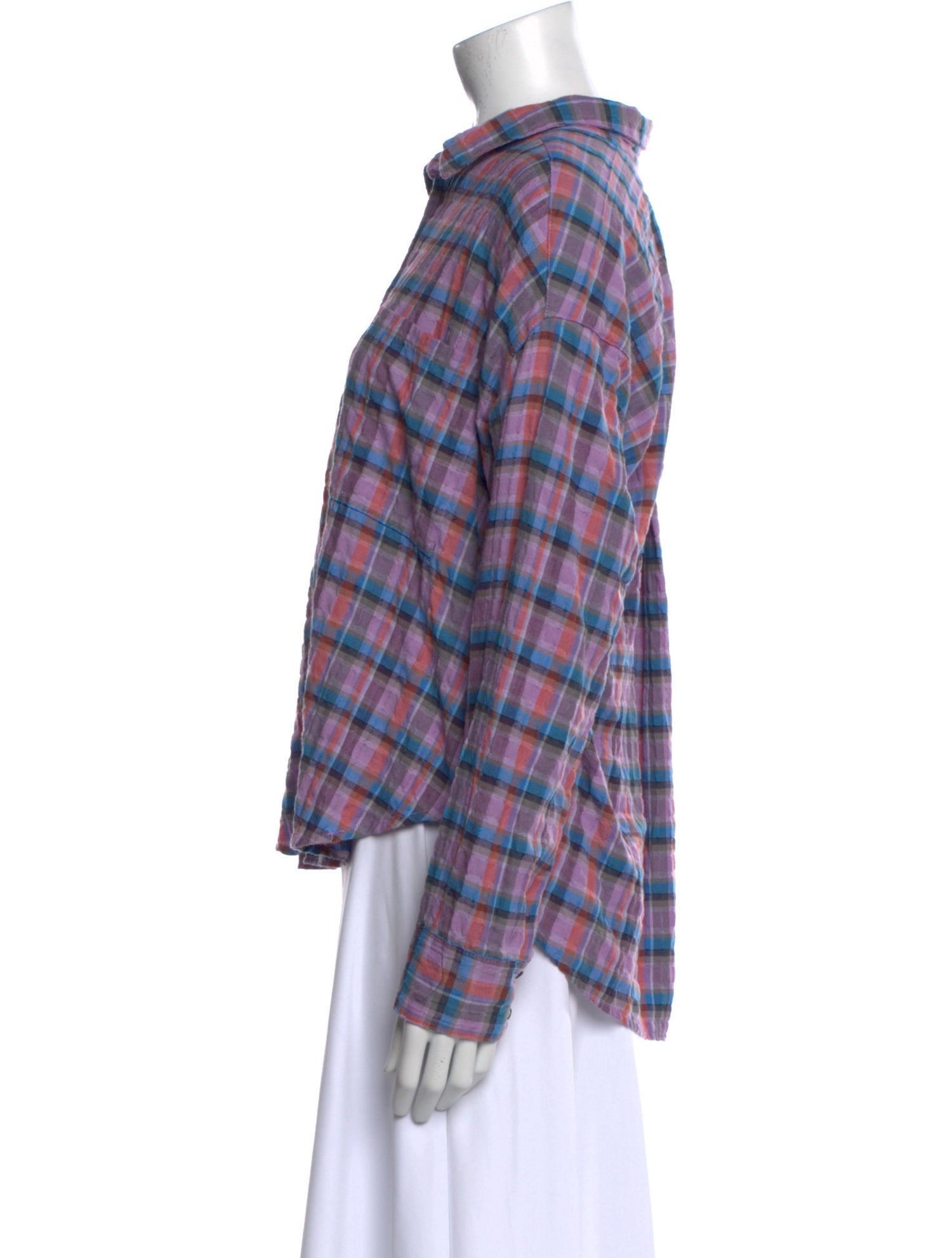 Xirena Plaid Print Long Sleeve Button-Up Top