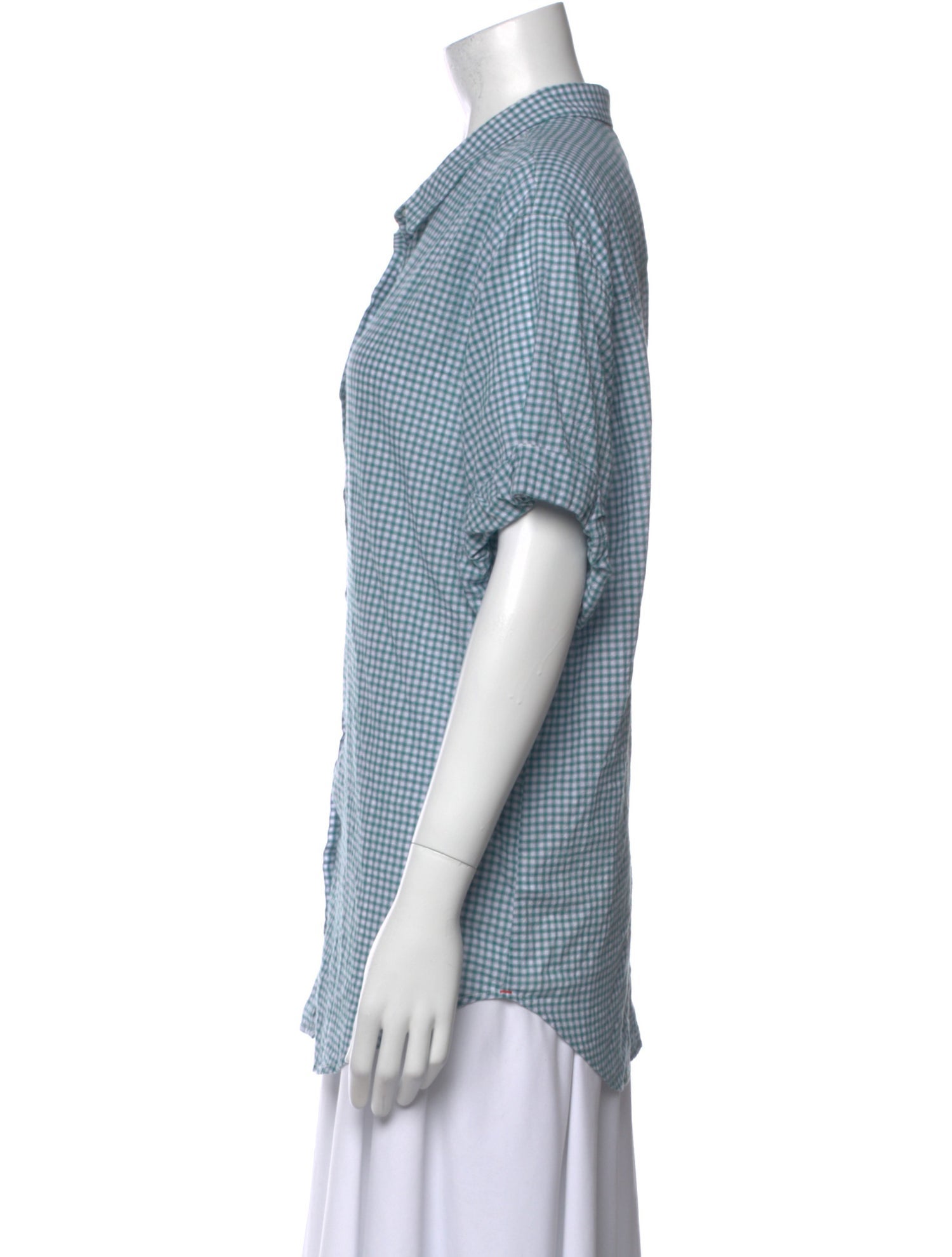 Xirena Plaid Print Short Sleeve Button-Up Top