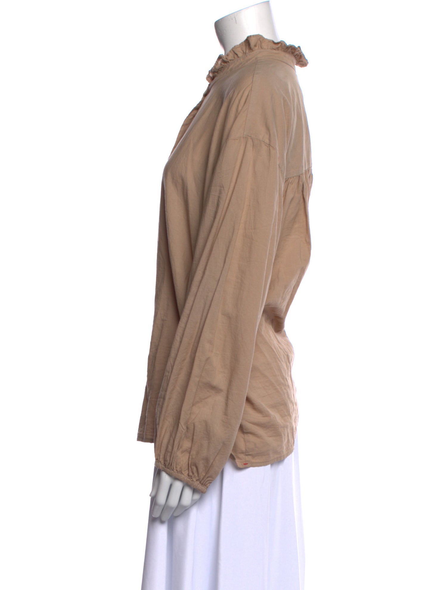 Xirena Mock Neck Long Sleeve Button-Up Top