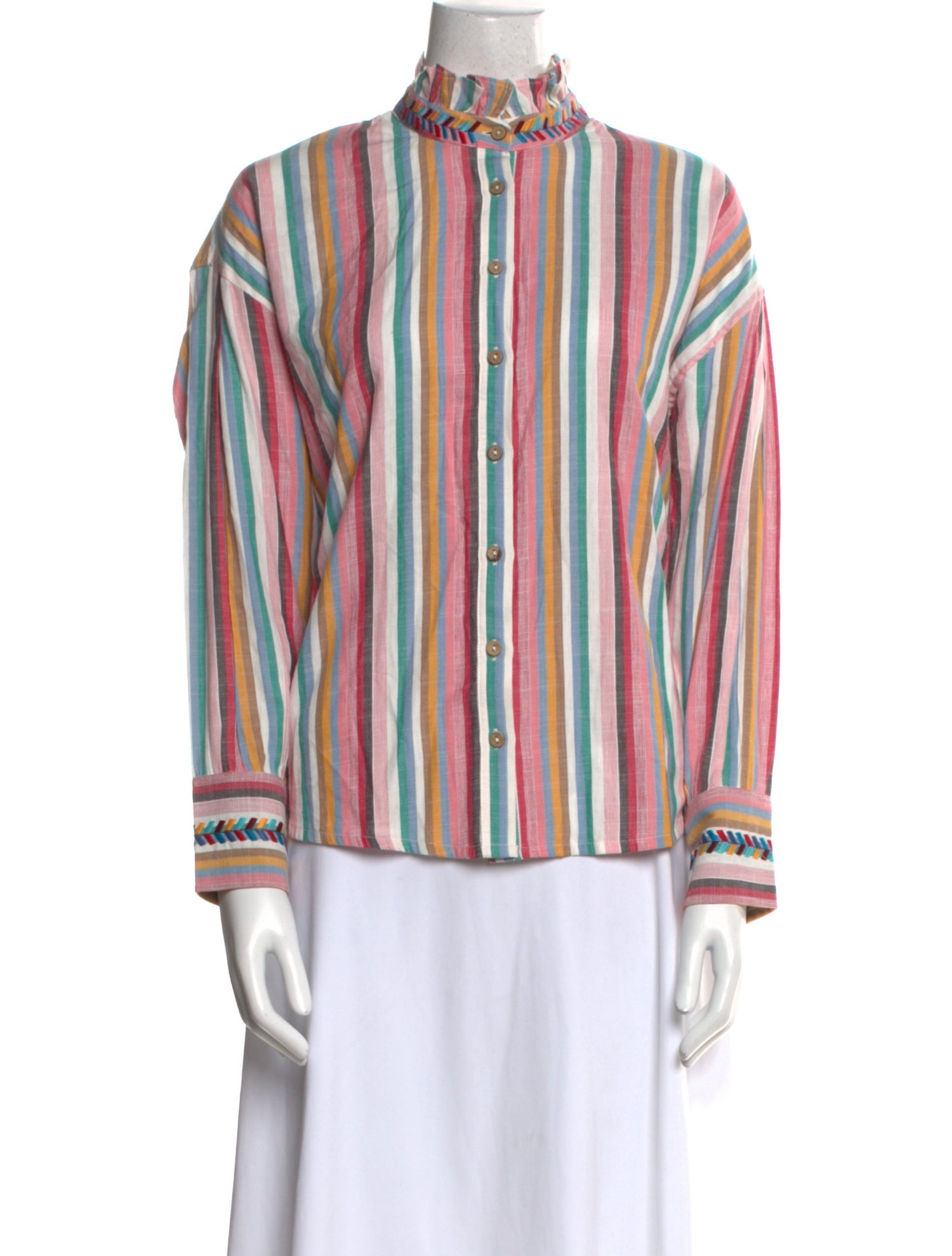 Xirena Striped Mock Neck Blouse