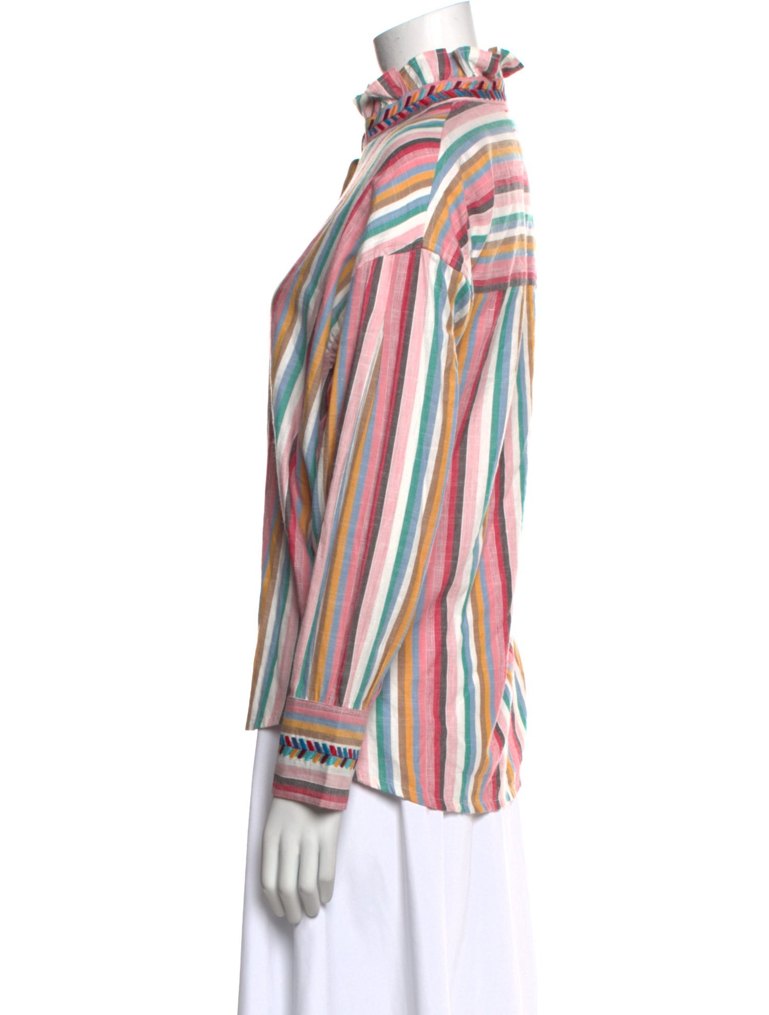 Xirena Striped Mock Neck Blouse