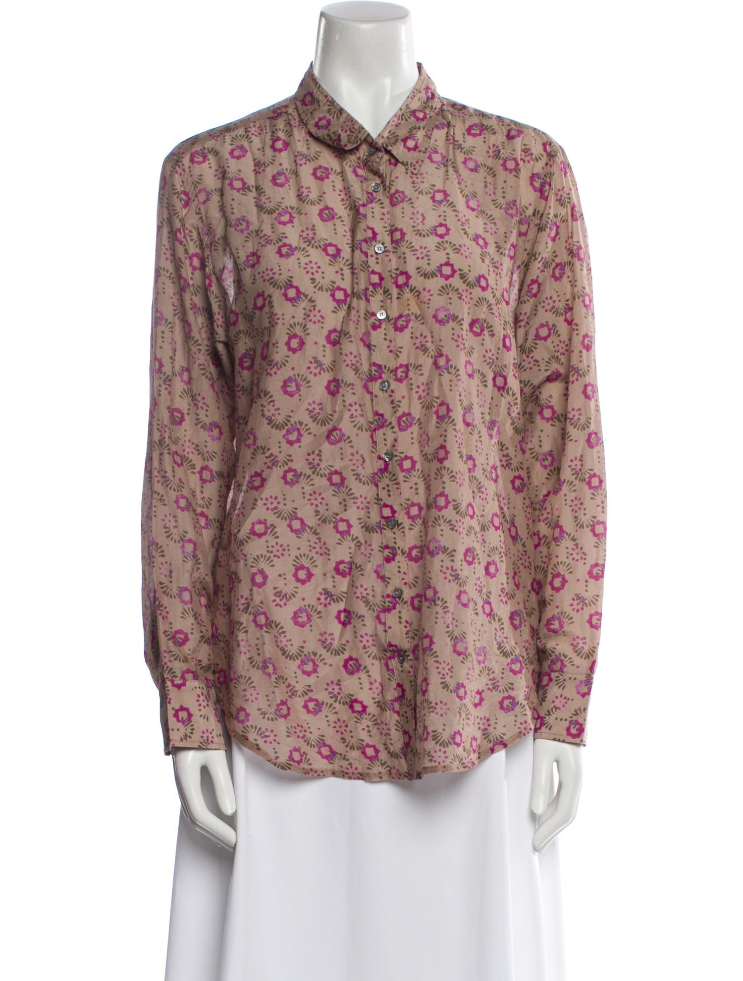Xirena Floral Print Long Sleeve Button-Up Top