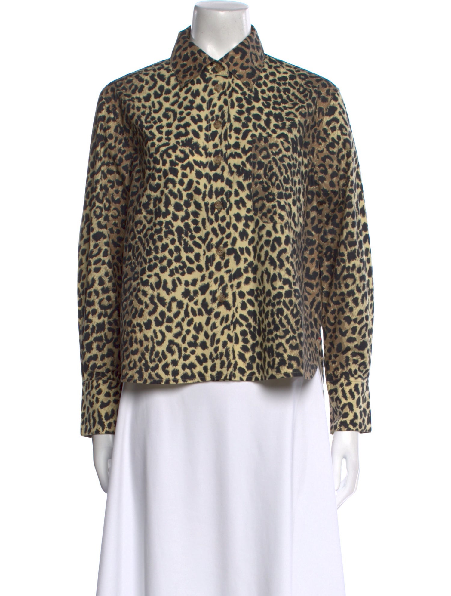 Xirena Animal Print Long Sleeve Button-Up Top w/ Tags