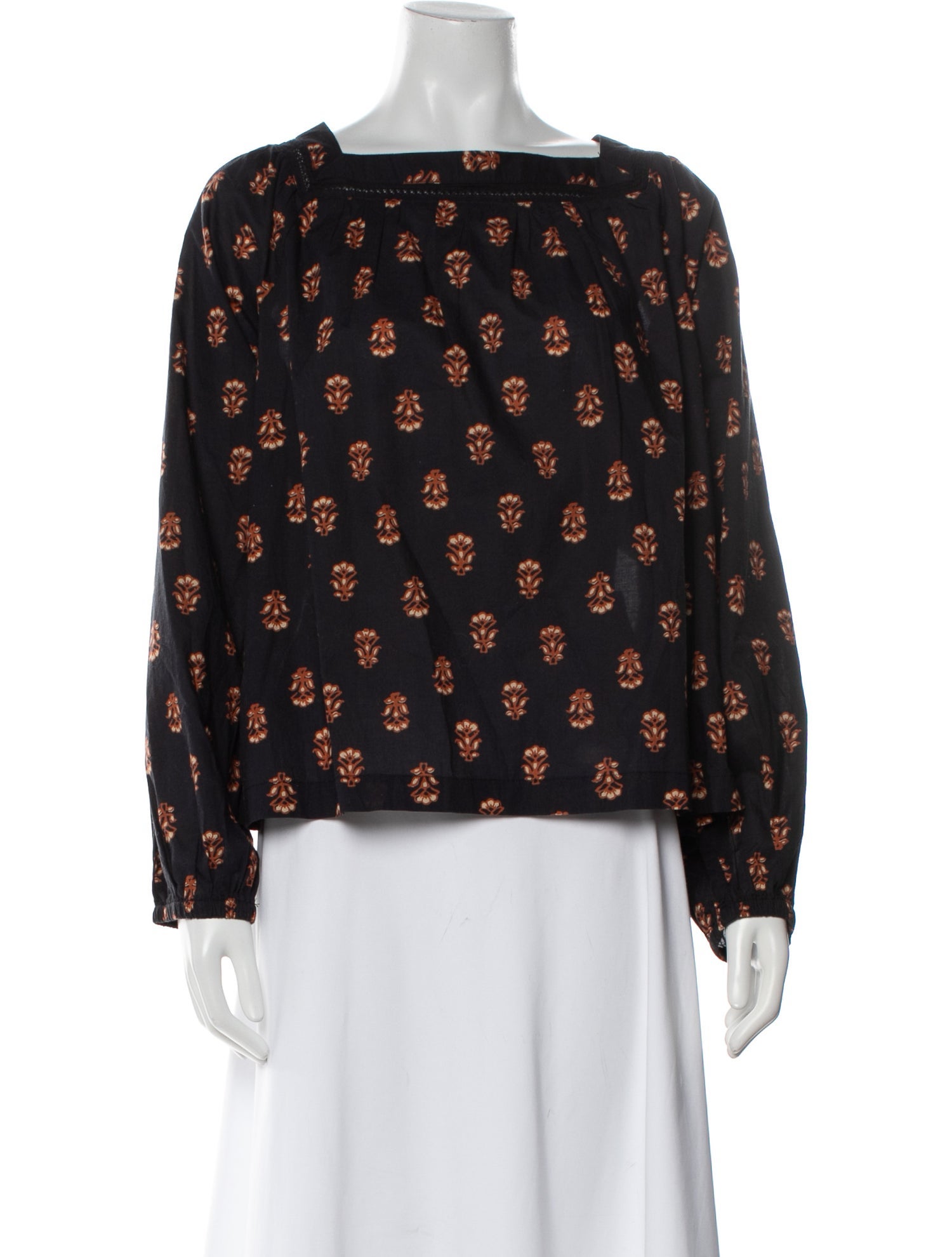 Xirena Floral Print Square Neckline Blouse