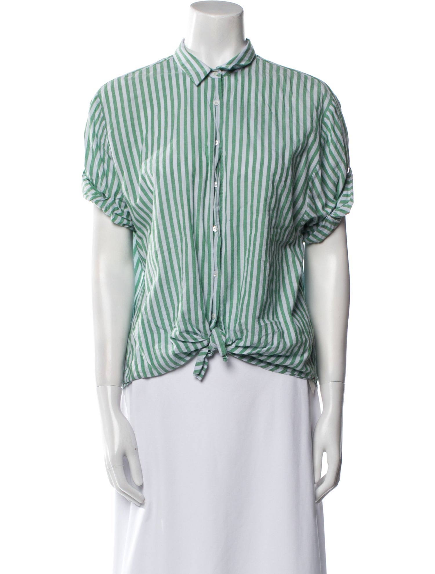 Xirena Striped Short Sleeve Button-Up Top