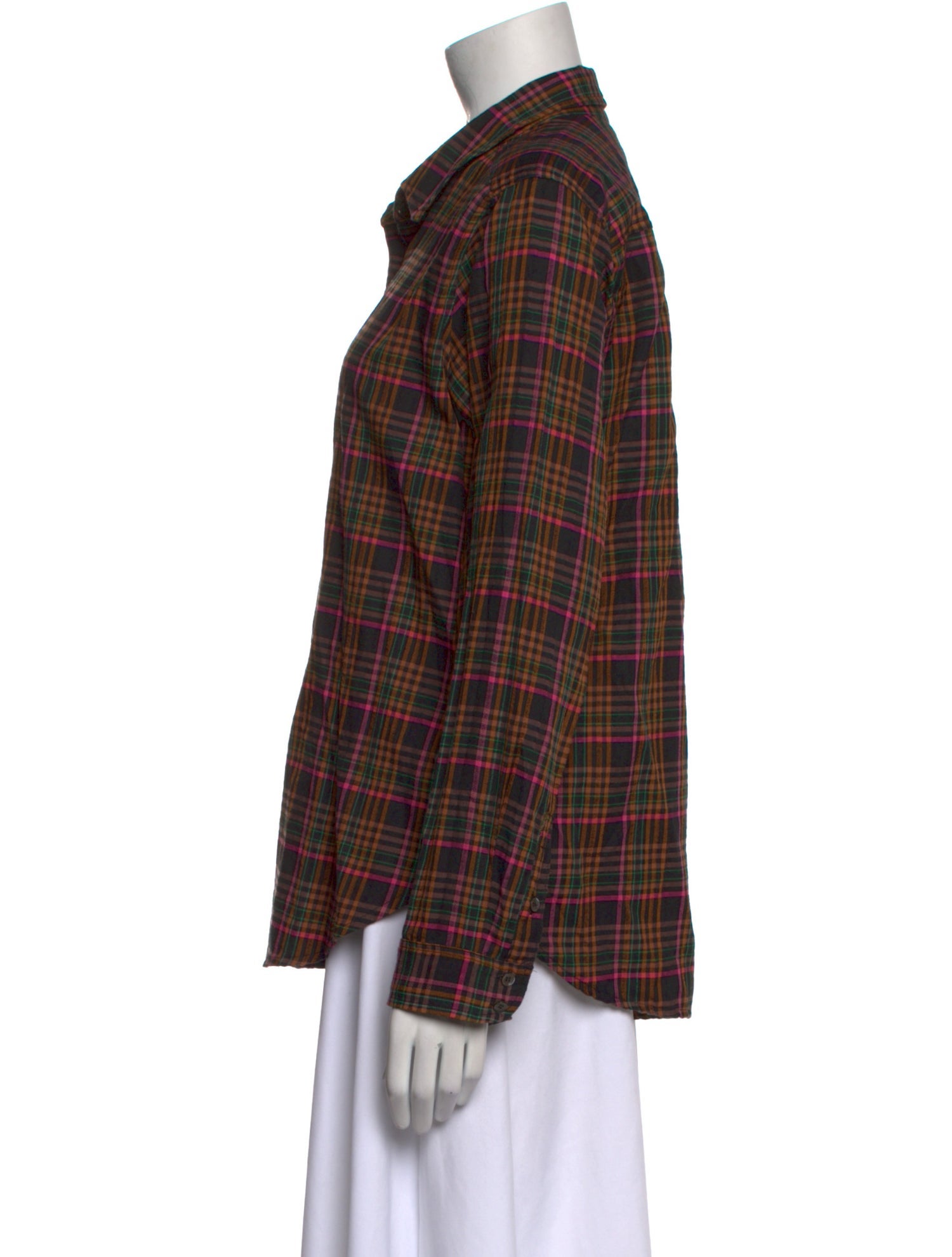Xirena Plaid Print Long Sleeve Button-Up Top