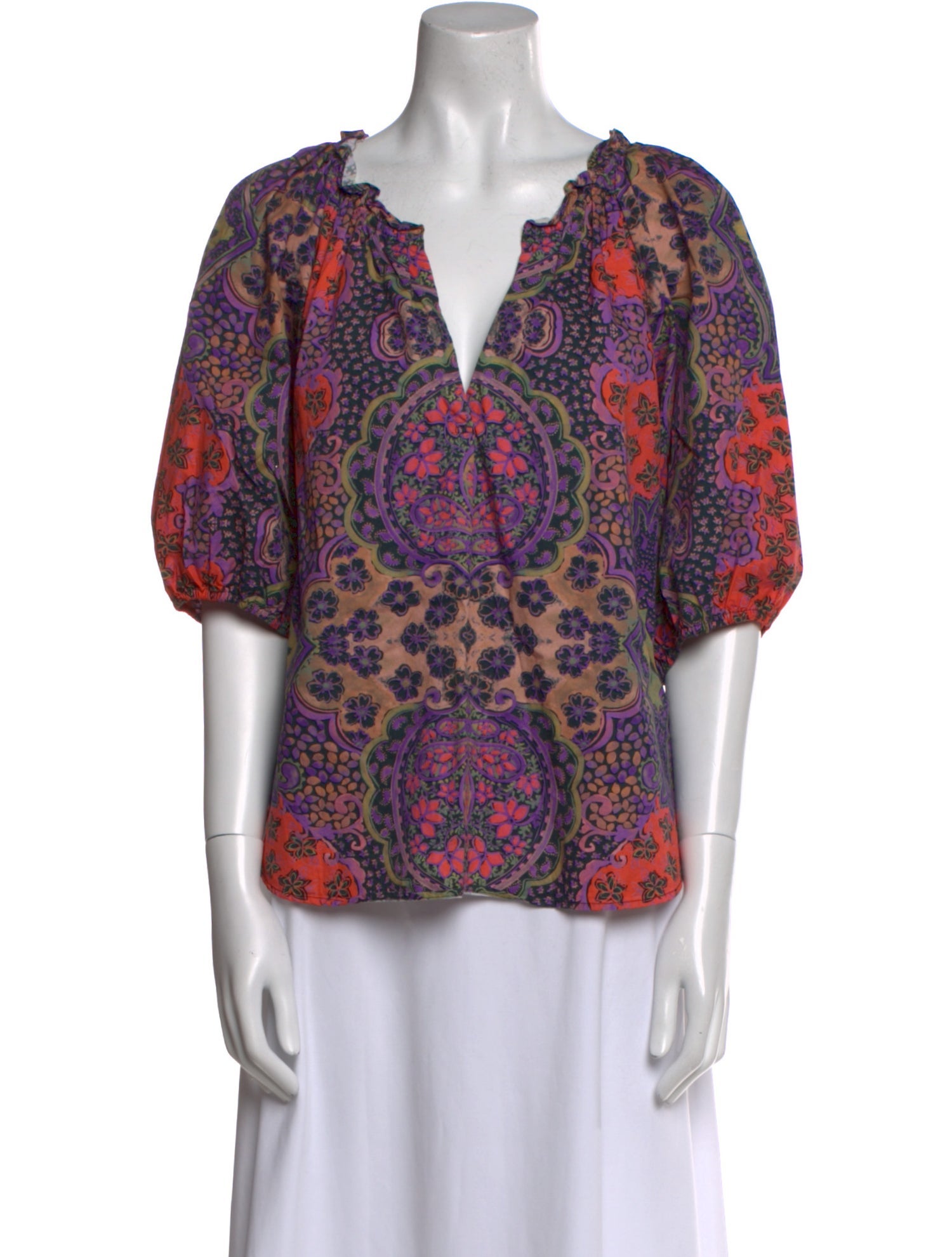 Xirena Paisley Print V-Neck Blouse