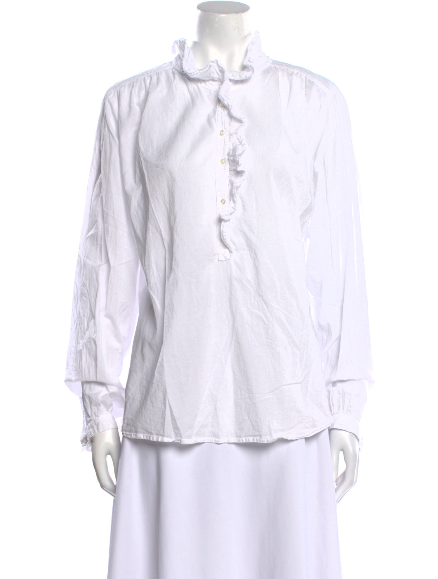 Xirena Mock Neck Long Sleeve Button-Up Top
