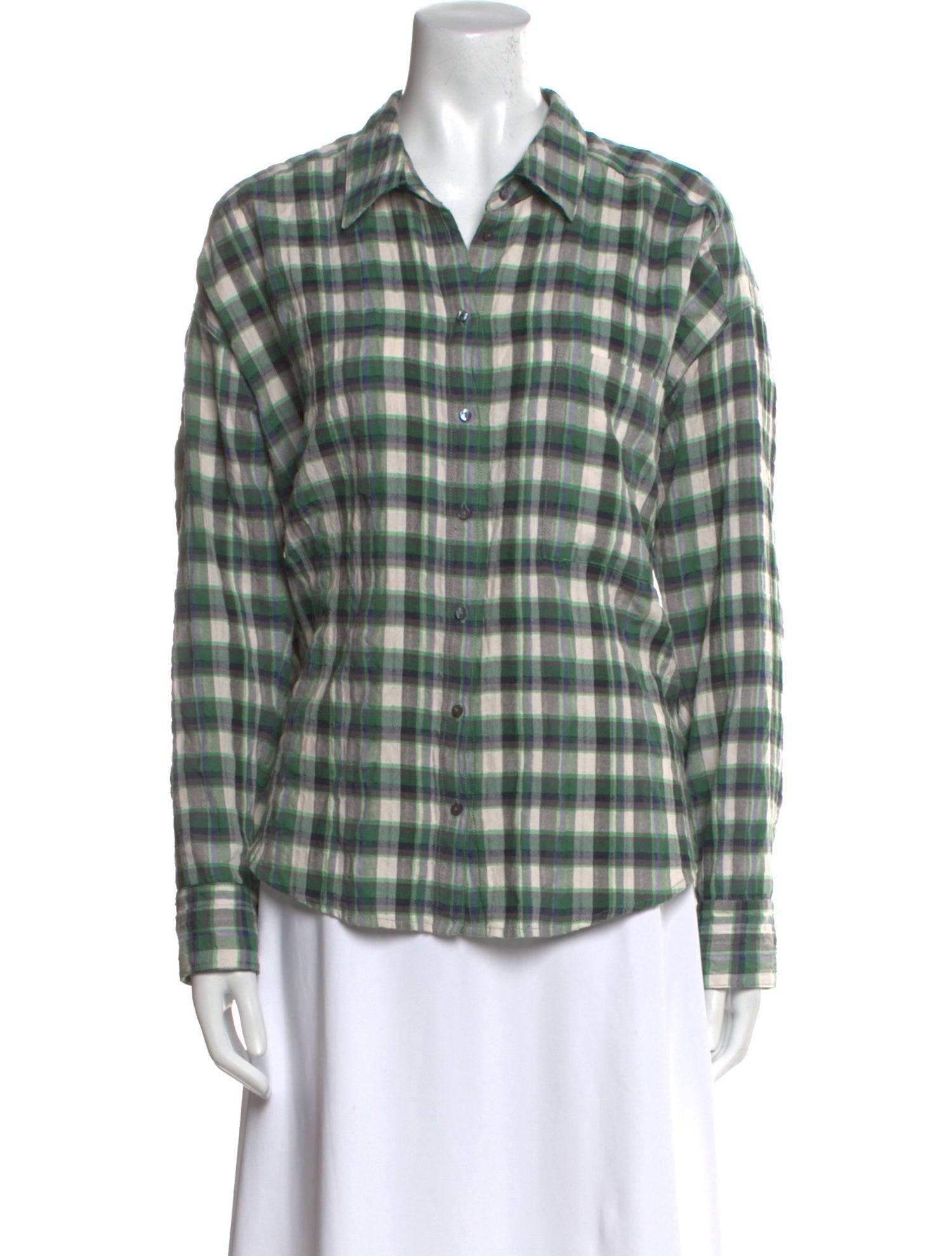 Xirena Plaid Print Long Sleeve Button-Up Top