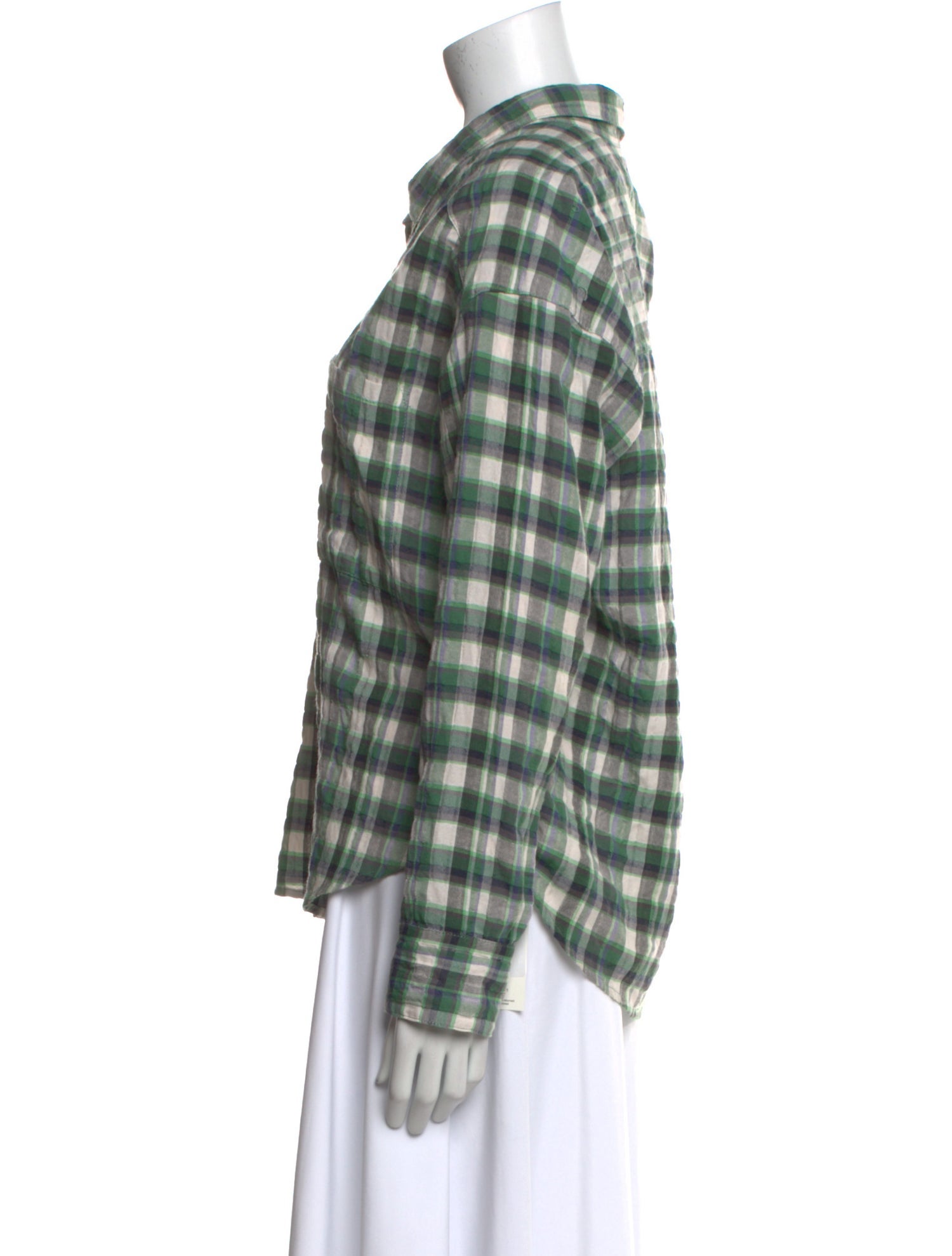 Xirena Plaid Print Long Sleeve Button-Up Top