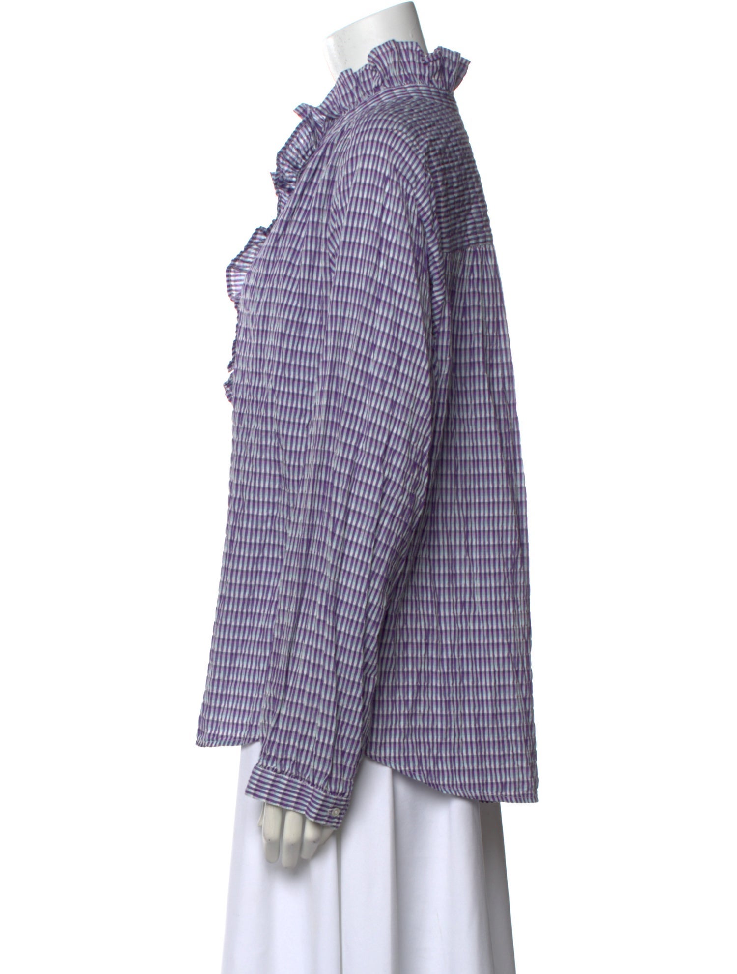 Xirena Plaid Print Mock Neck Button-Up Top w/ Tags