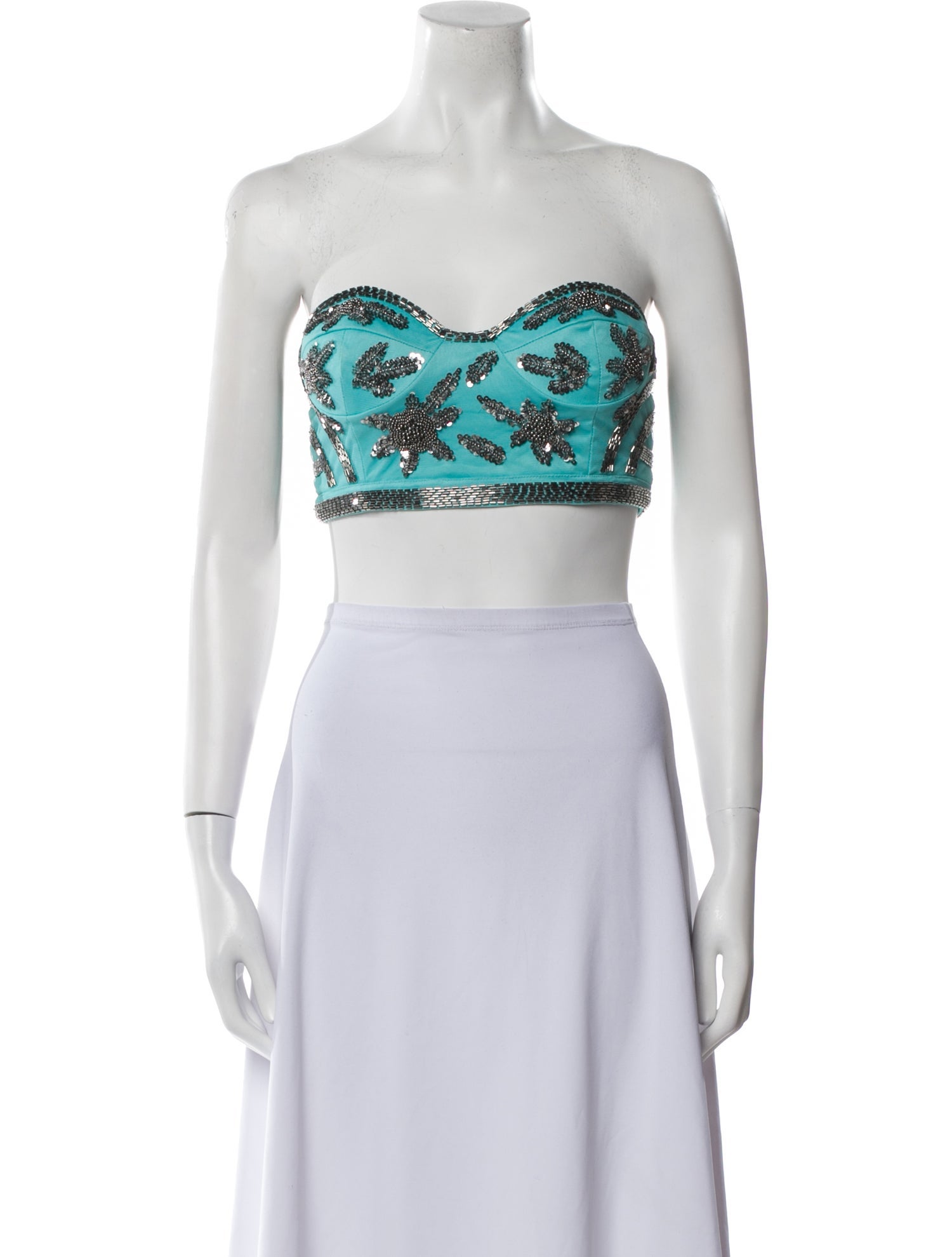 X By NBD Printed Strapless Crop Top
