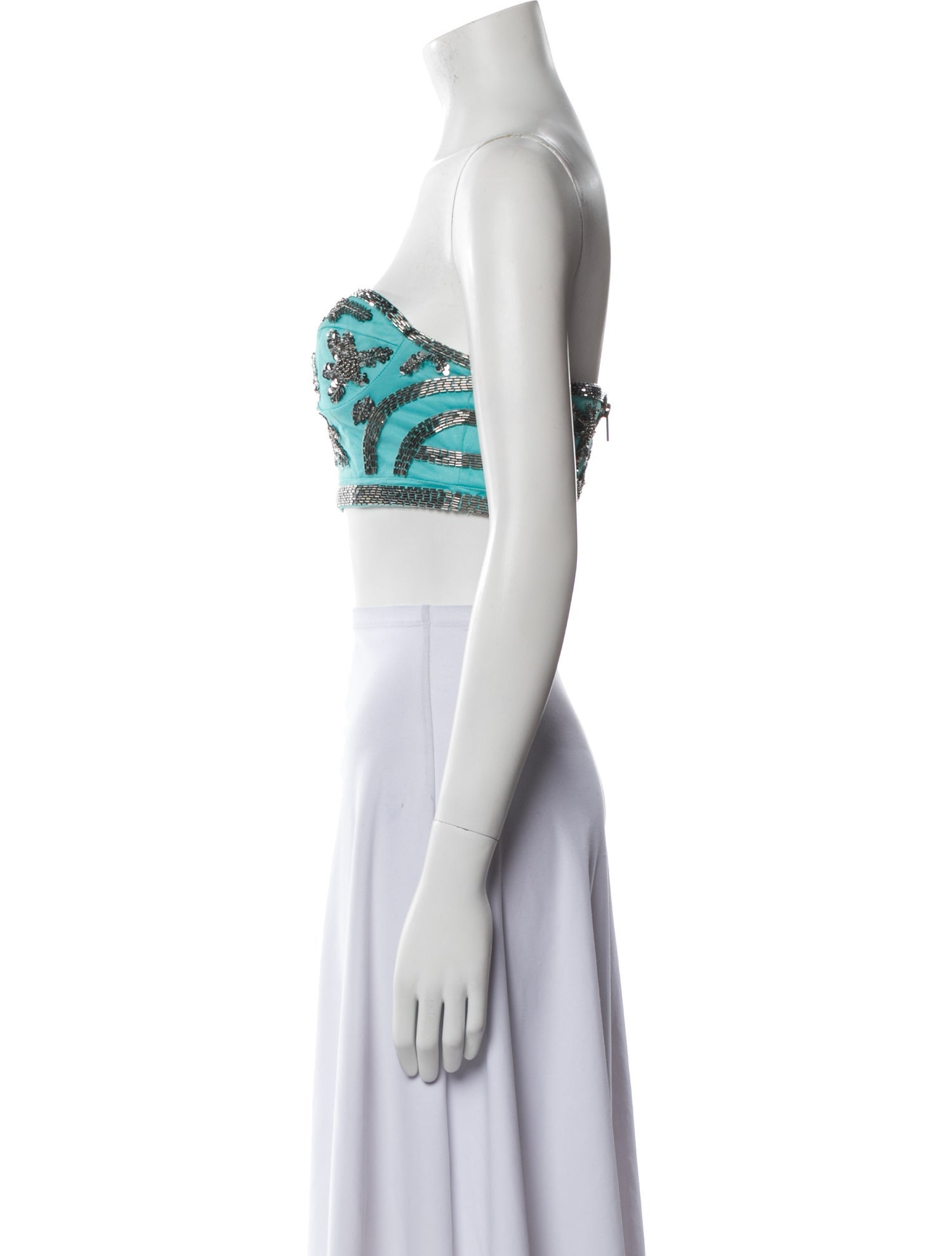 X By NBD Printed Strapless Crop Top