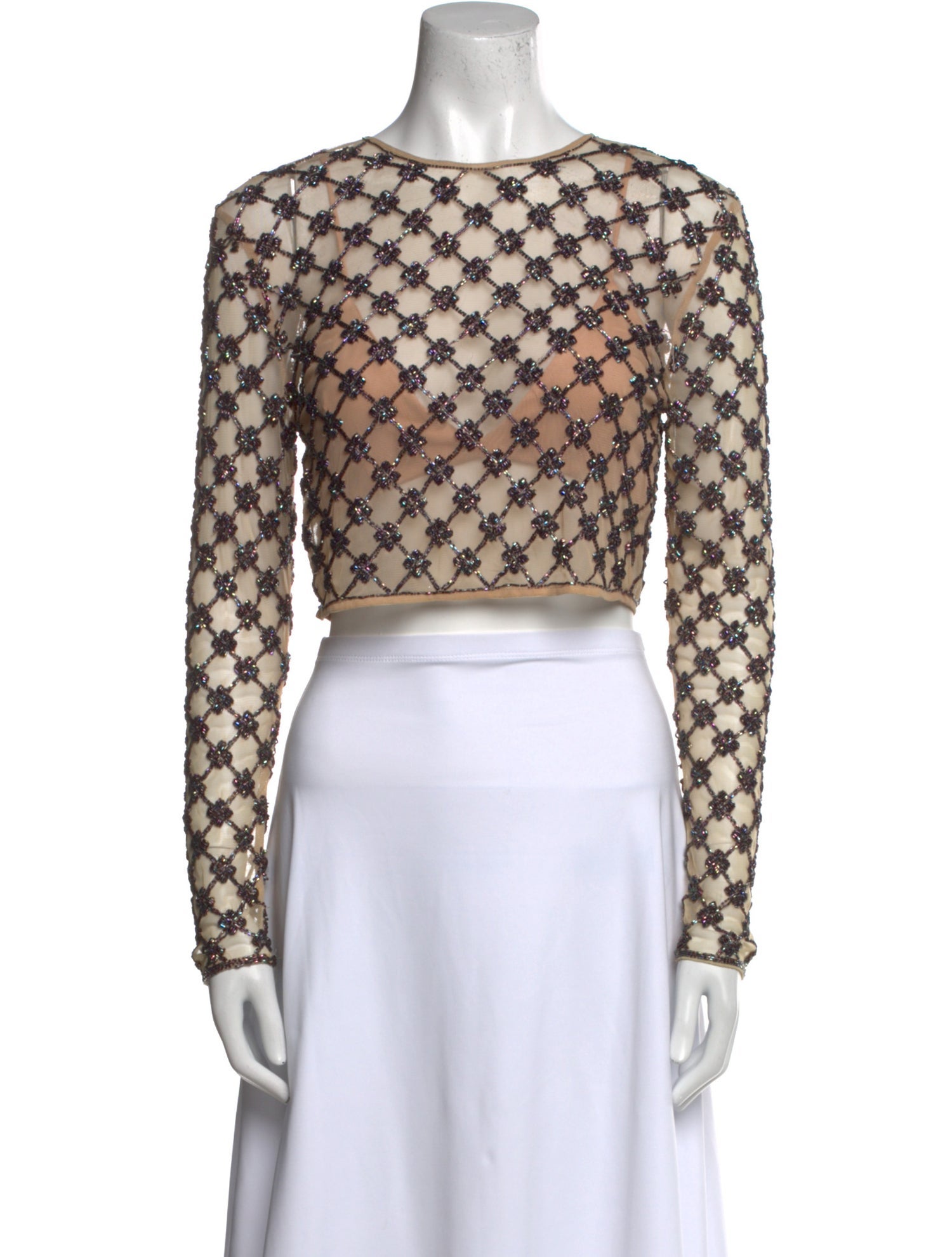 X By NBD Printed Bateau Neckline Crop Top