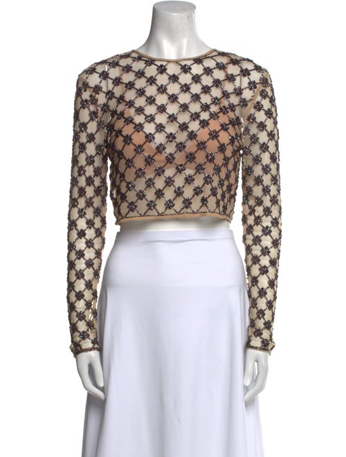 X By NBD Printed Bateau Neckline Crop Top