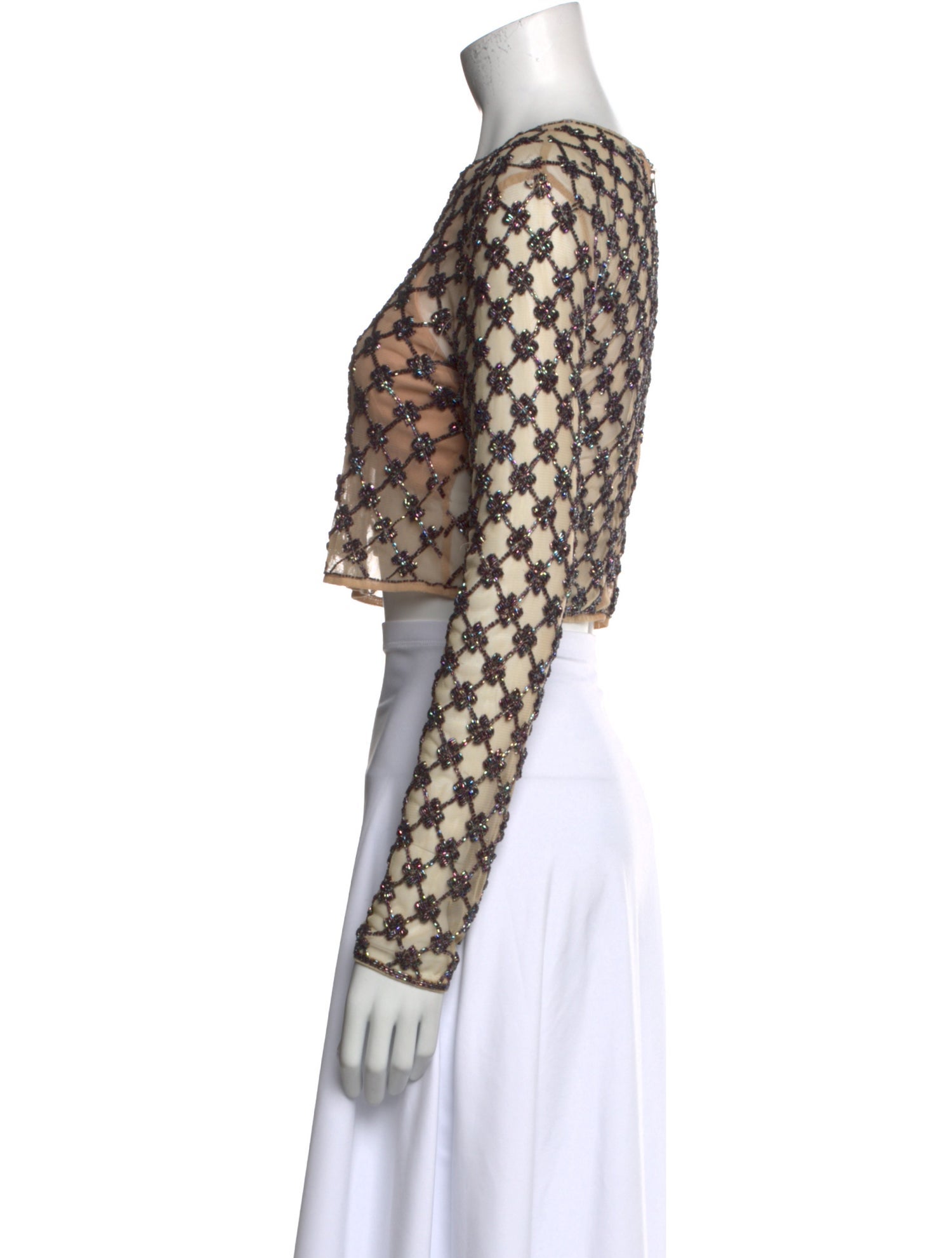 X By NBD Printed Bateau Neckline Crop Top