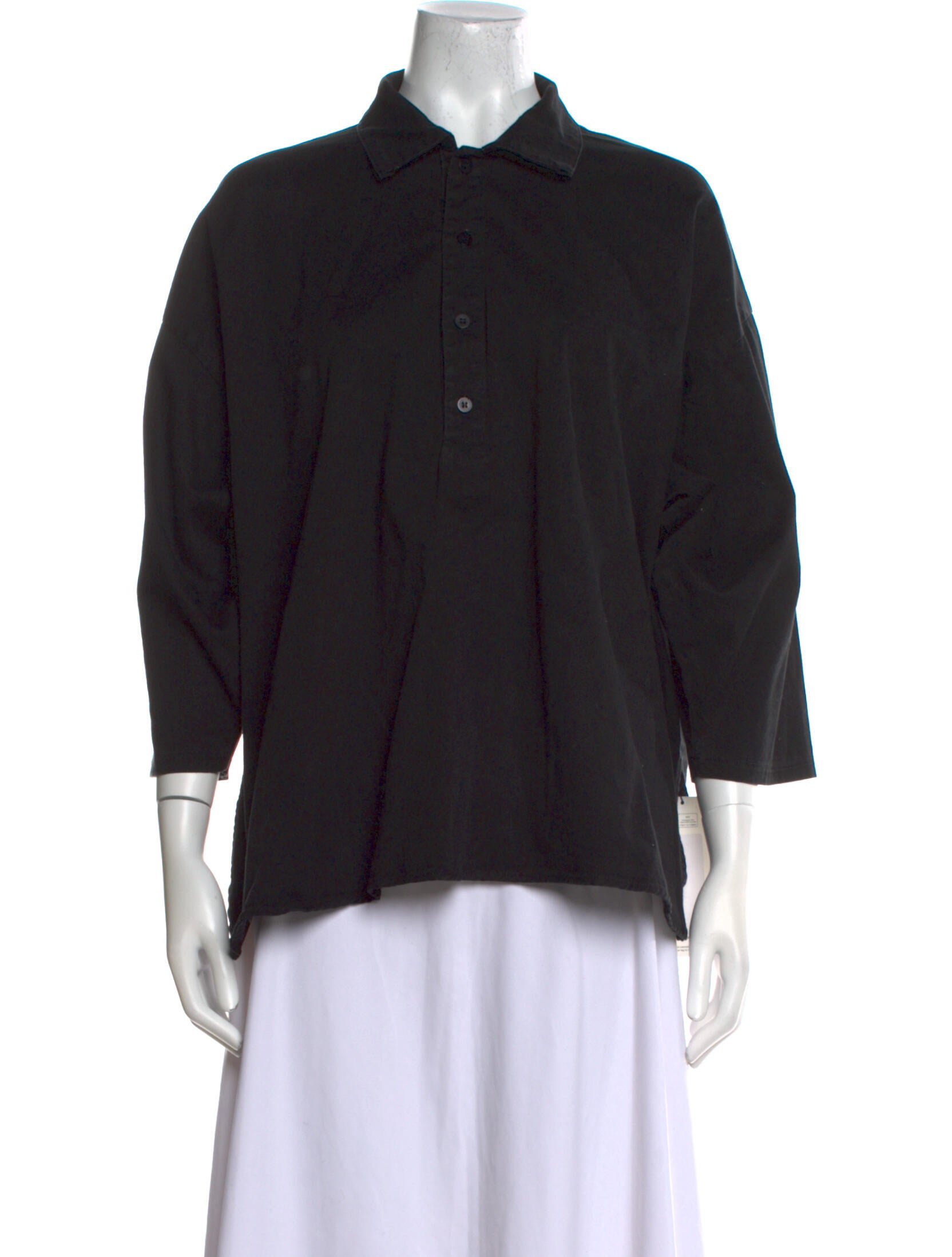 Assembly Three-Quarter Sleeve Button-Up Top