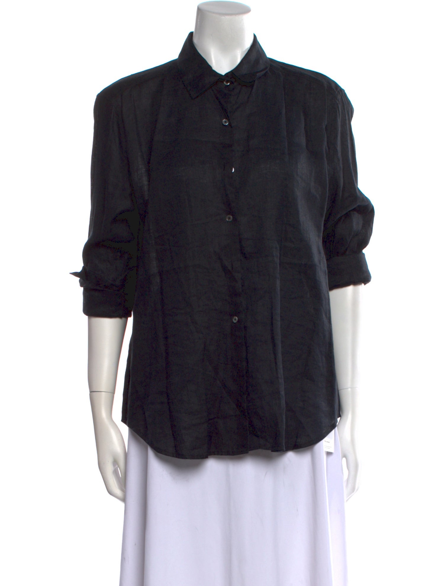 Assembly Linen Three-Quarter Sleeve Button-Up Top