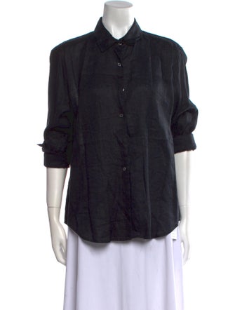 Assembly Linen Three-Quarter Sleeve Button-Up Top