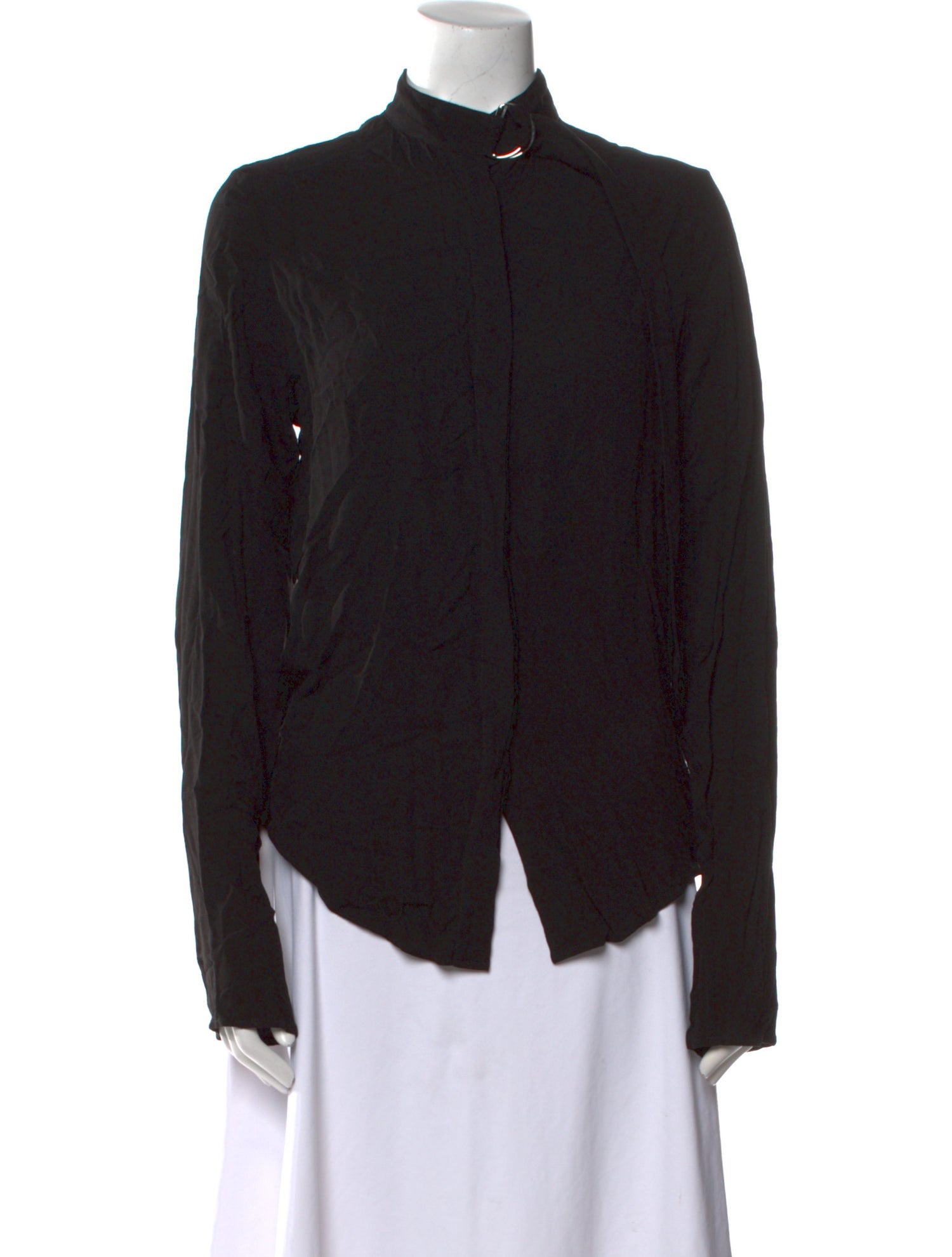 Assembly Mock Neck Long Sleeve Button-Up Top