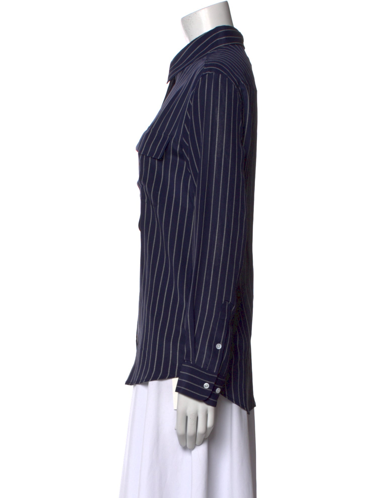 Assembly Silk Striped Button-Up Top