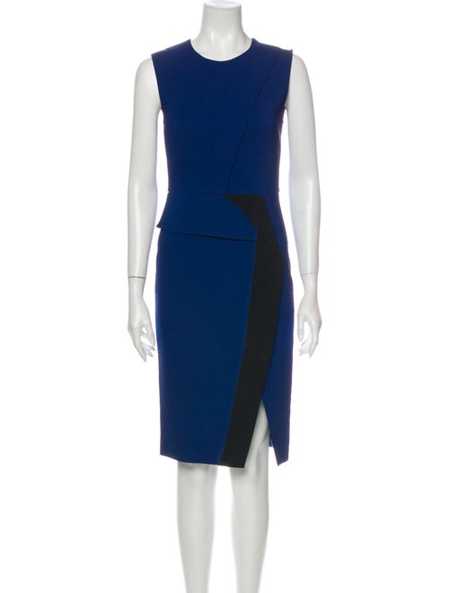 SportMax Colorblock Pattern Knee-Length Dress Blue